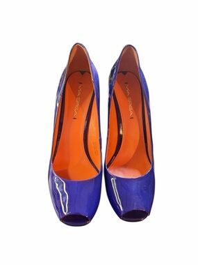 Via Spiga Purple Patent Leather Peep-Toe Pumps - 8.5M